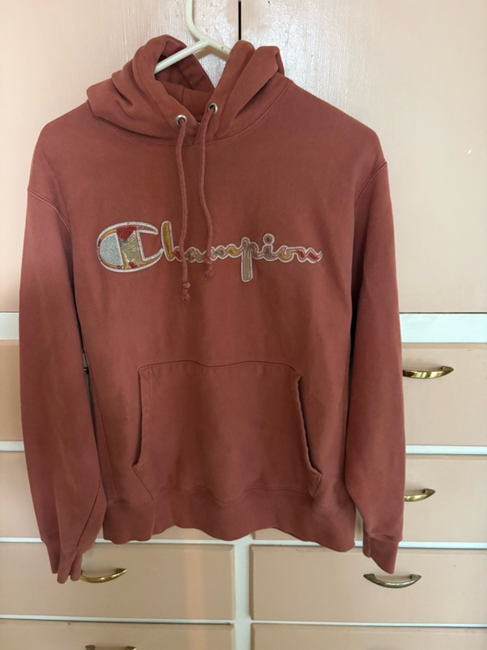 Champion Hooded Pullover in Dusty Rose Brown